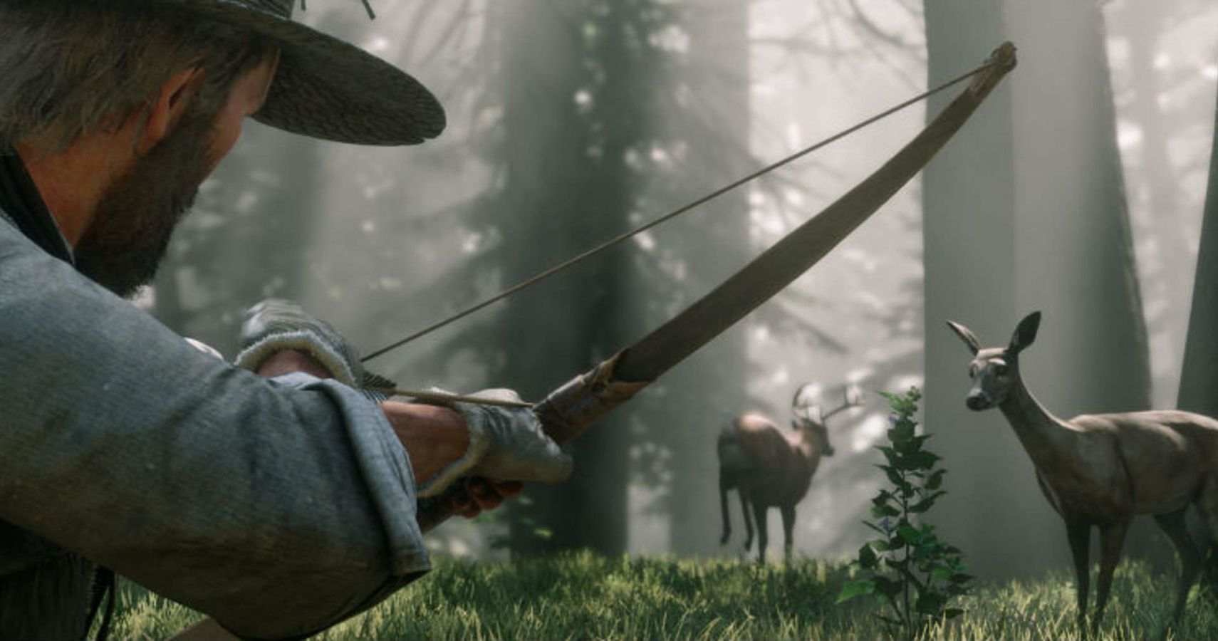 Arthur Morgan holding bow