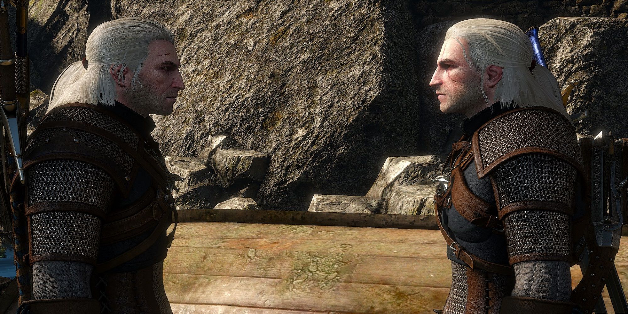 Geralt talking to Geralt in The Witcher 3