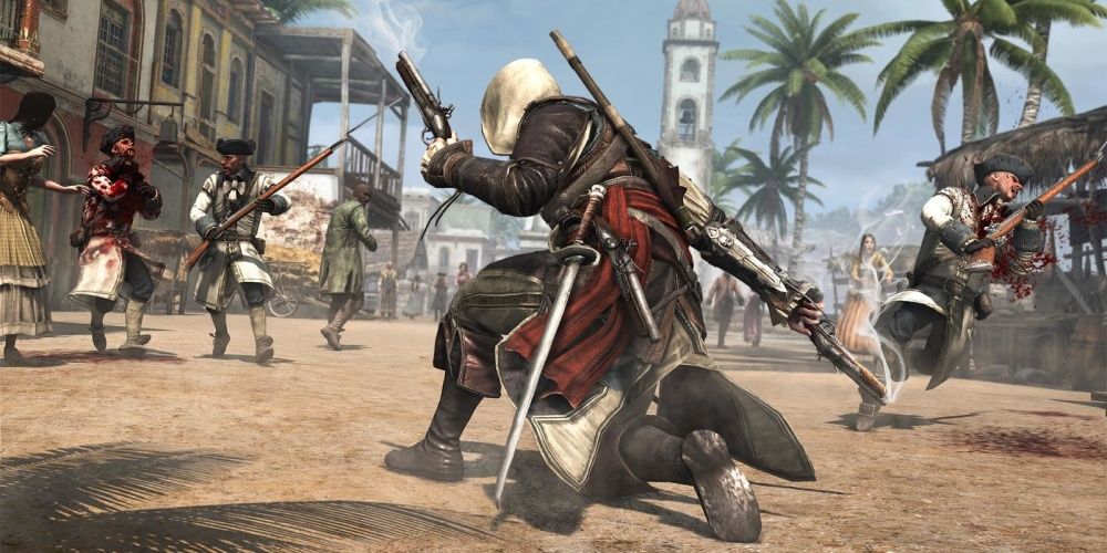 Assassins Creed IV Black Flag Edward Kenway Shooting Two At Once