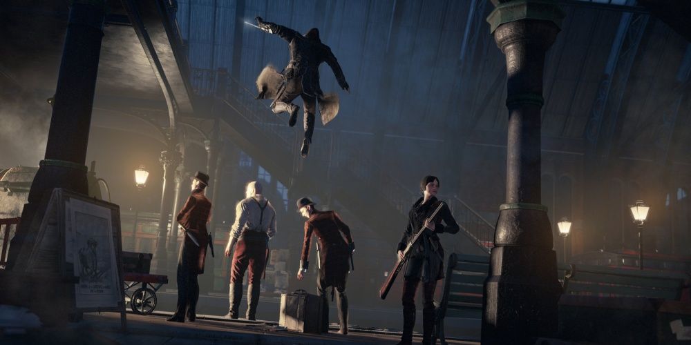 Assassins Creed Syndicate Aerial Takedown At Train Station