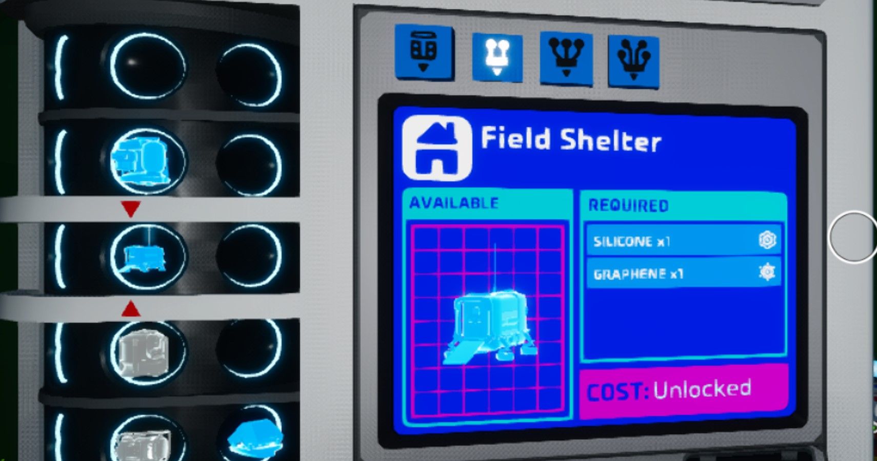 Astroneer screen for field shelter