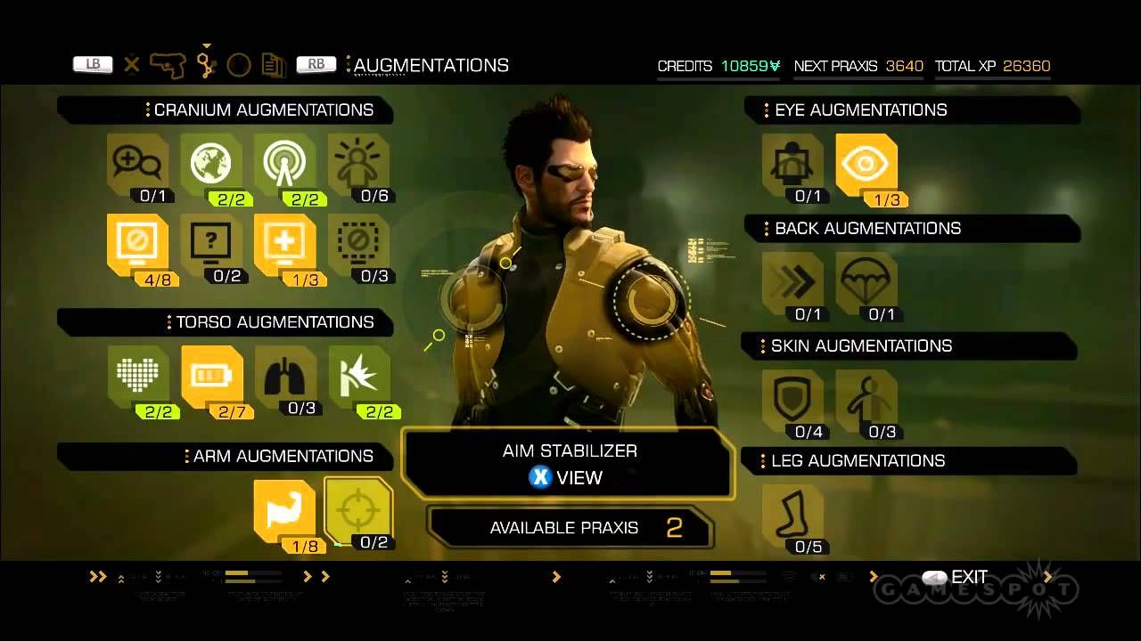 Deus EX : the skill system is accessible and effective