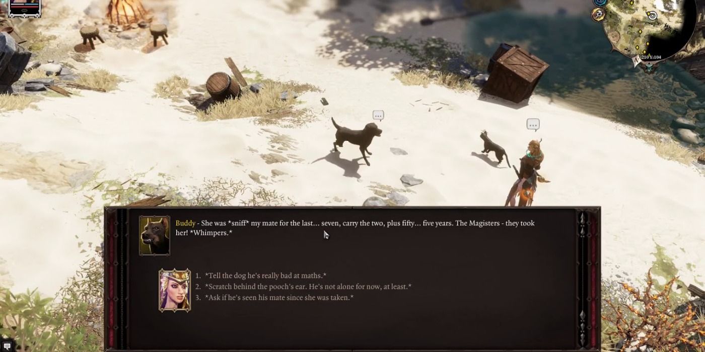 Divinity Original Sin 2 character talking to Buddy the dog with Pet Pal