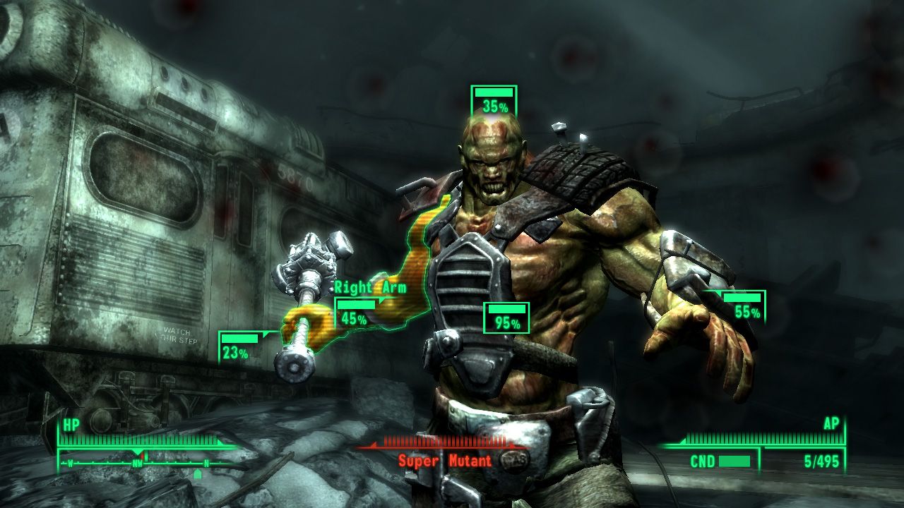 Fallout 3 VATS Fighting A Super Mutant