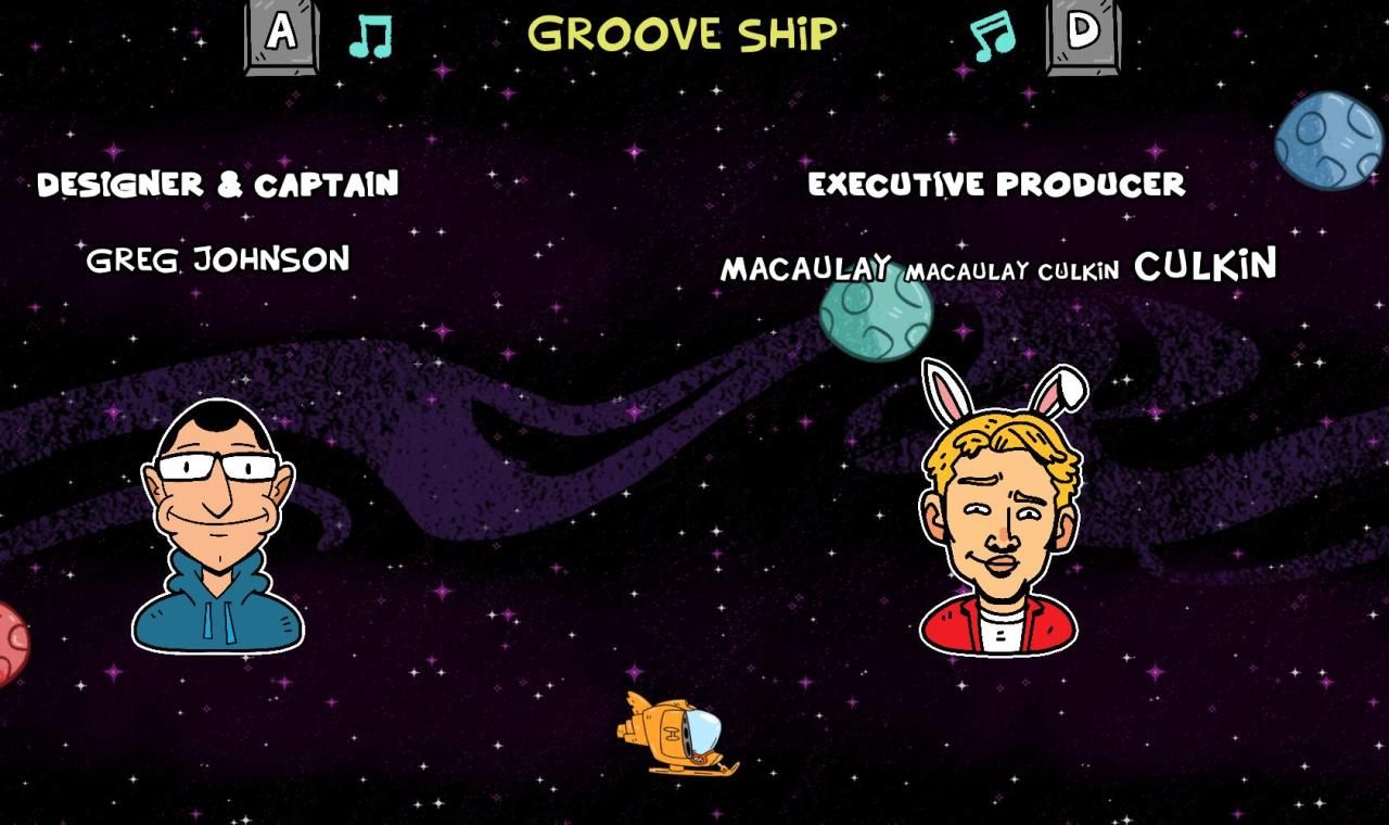 Greg Johnson and Macaulay Culkin characatures in the ToeJam and Earl: Back in the Groove end credits.