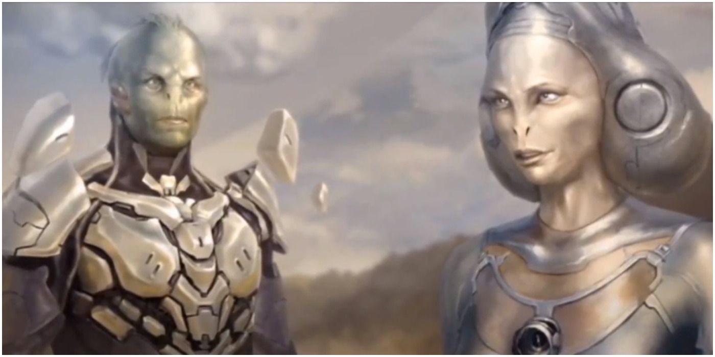 The Didact and Librarian standing next to each other in Halo 4 video
