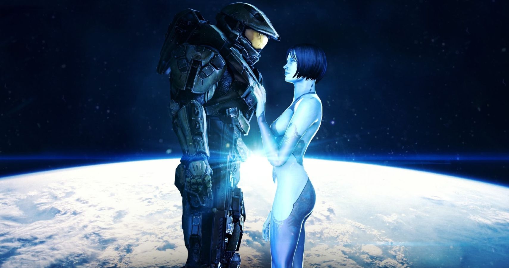 Master Chief and Cortana from the Halo series.