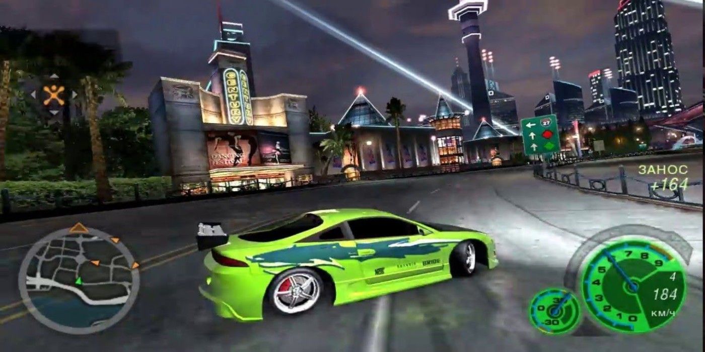 Need For Speed Underground 2 Lime Green Car Drifting