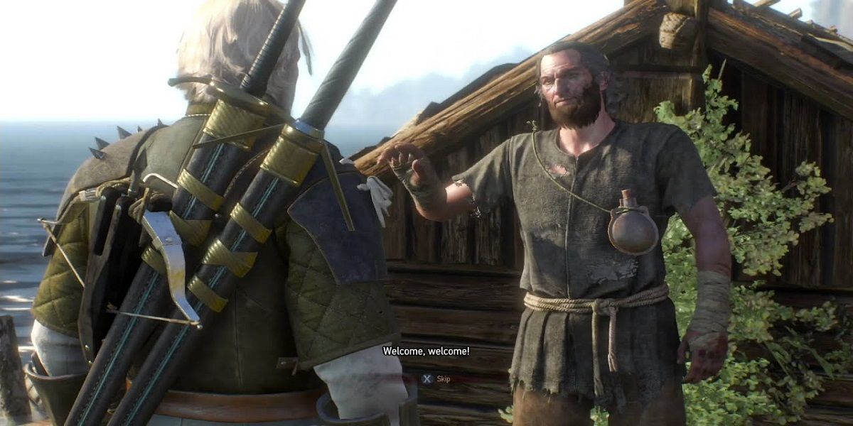 Odrin talking to Geralt in The Witcher 3
