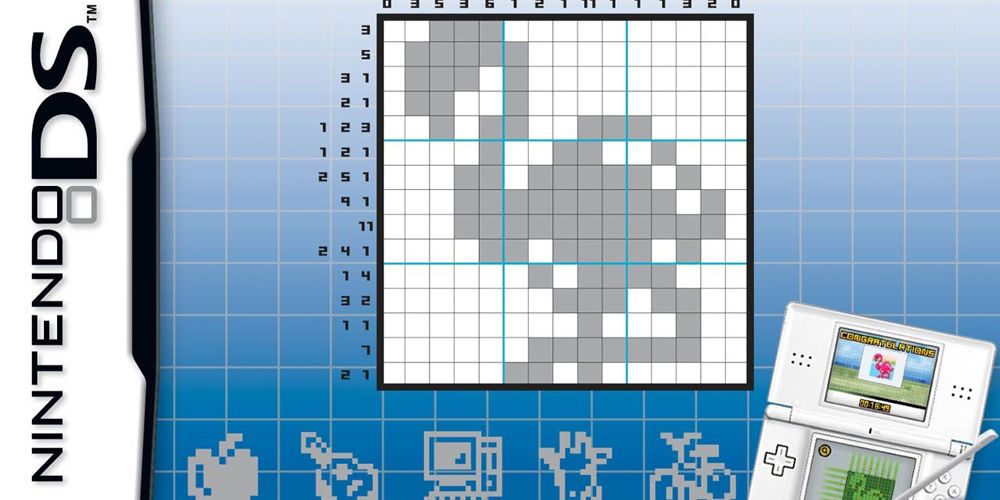 Picross on DS showing flamingo pattern