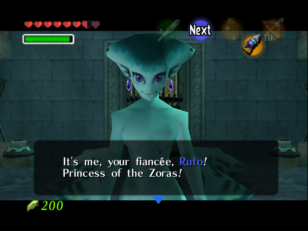 princess ruto speaking to link in ocarina of time 