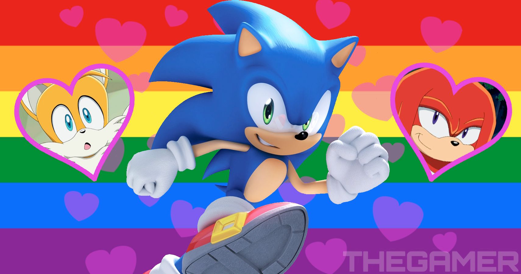 sonic and shadow gay pride meme