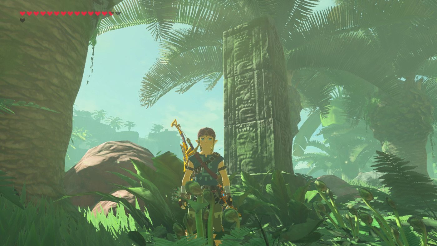 link near some zonai ruins in faron 