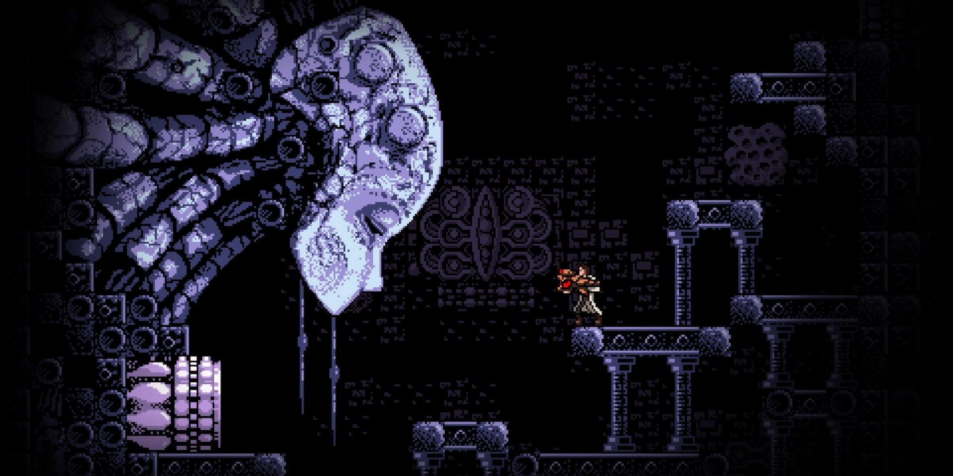 A screenshot showing gameplay in Axiom Verge