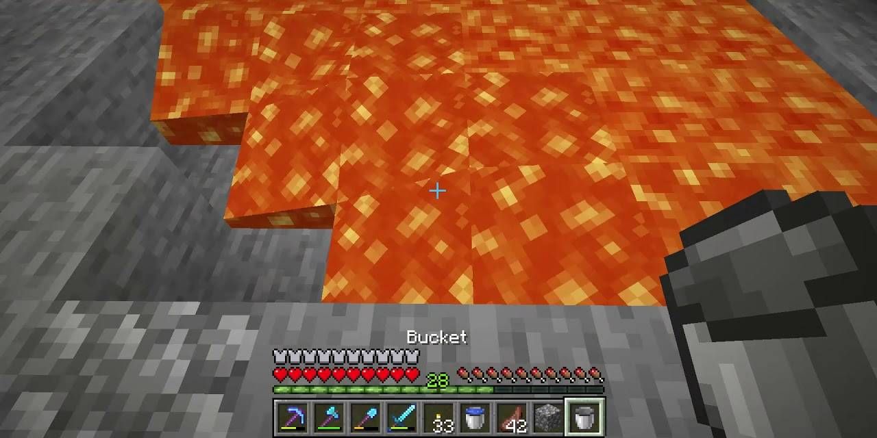Minecraft Screenshot Of Bucket and Lava