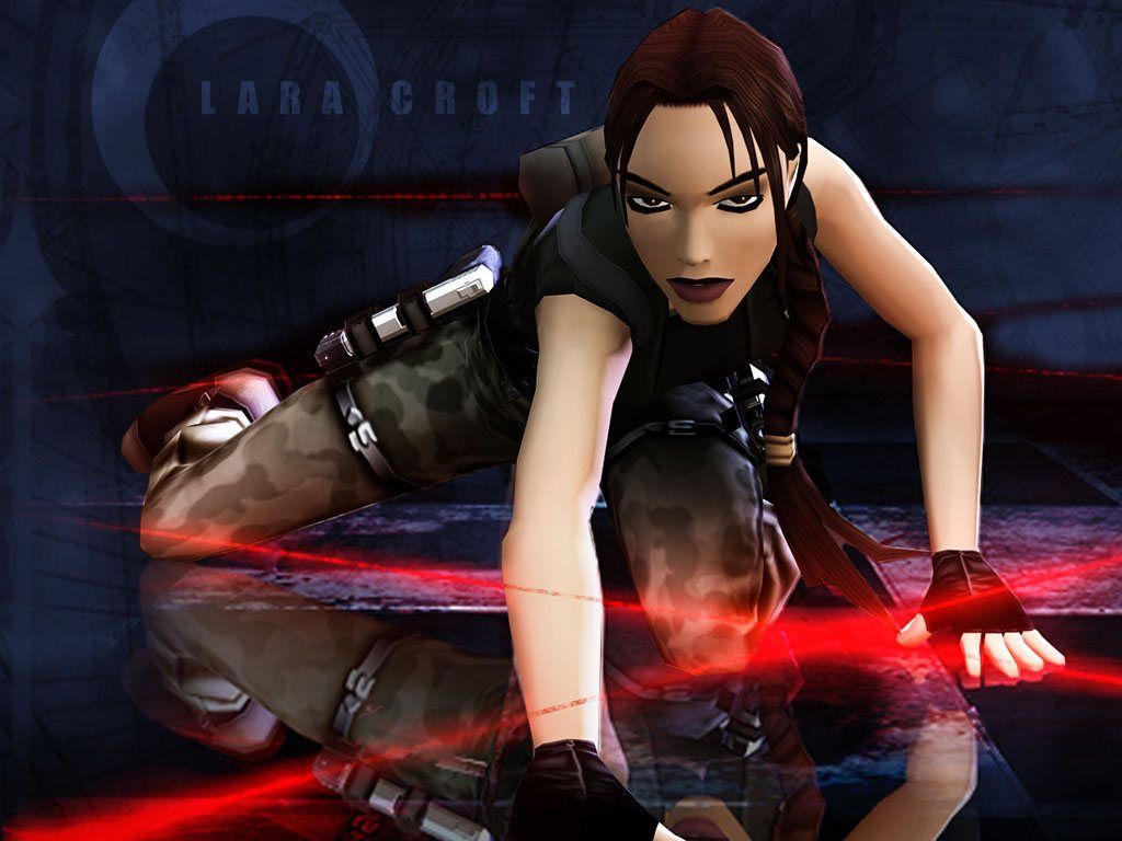 Lara Croft crawling through a laser puzzle in Angel of Darkness
