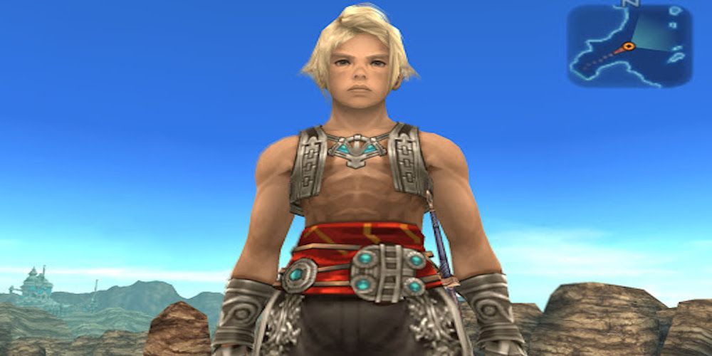 Vaan wearing his trademark armored leggings and metal vest in Final Fantasy 12
