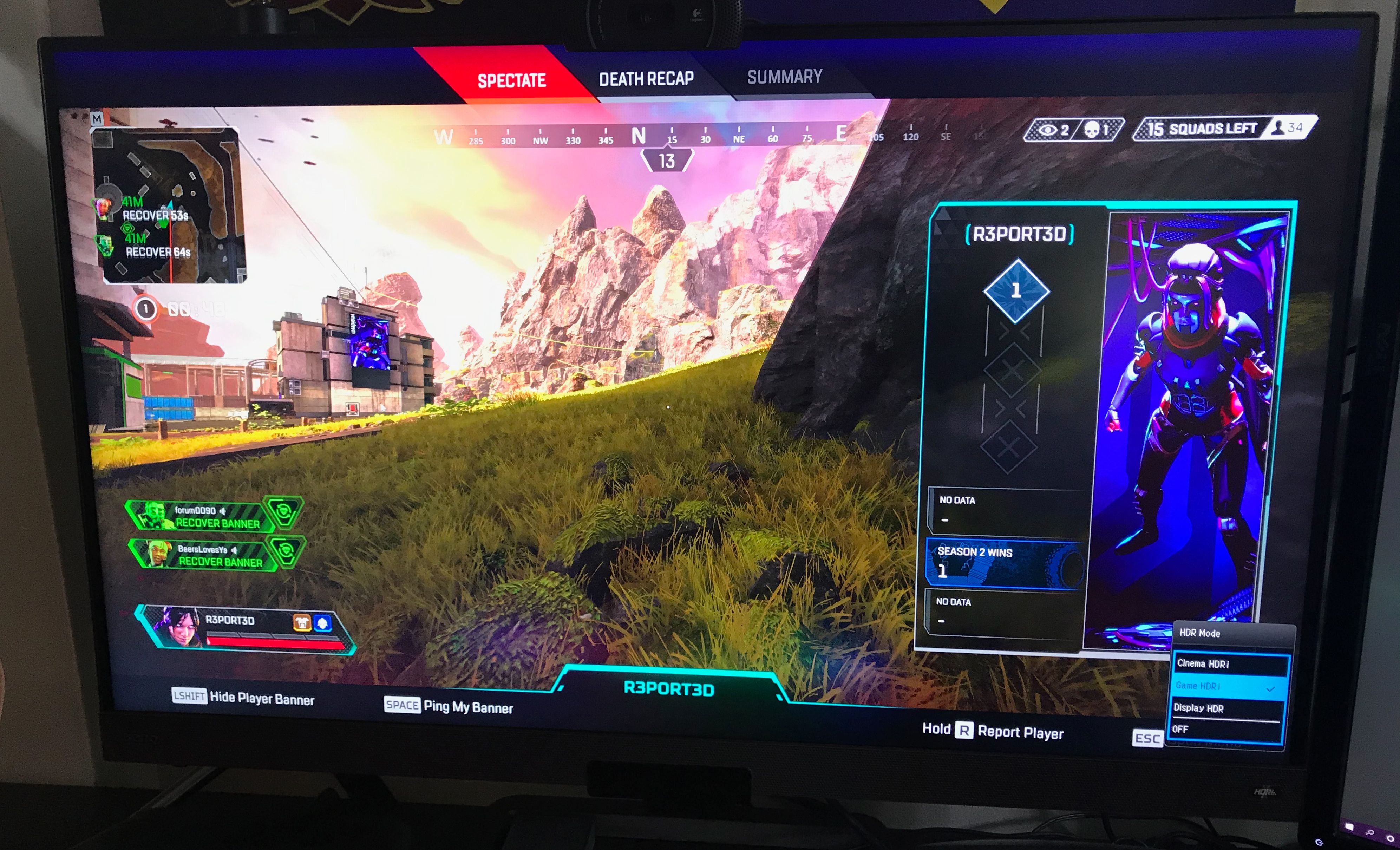 Apex Legends on the BenQ HDRi Entertainment Monitor on Game setting.