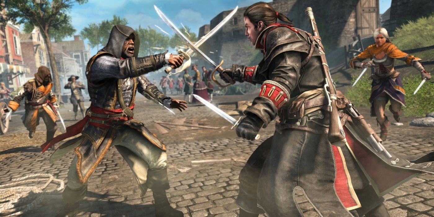 Assassin's Creed Rogue Screenshot Of Sword Fight Between Shay and Assassin