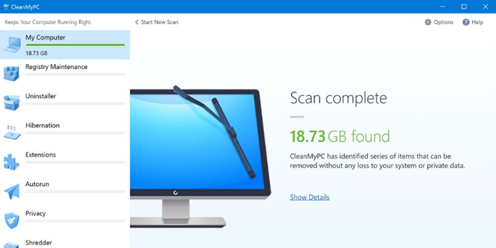 image of CleanmyPC interface