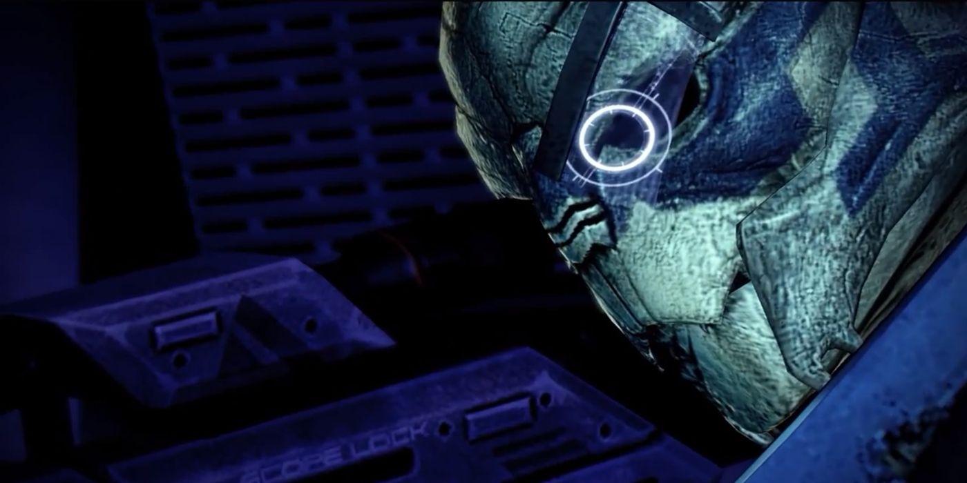 Mass Effect 2 Garrus aiming with his weapon