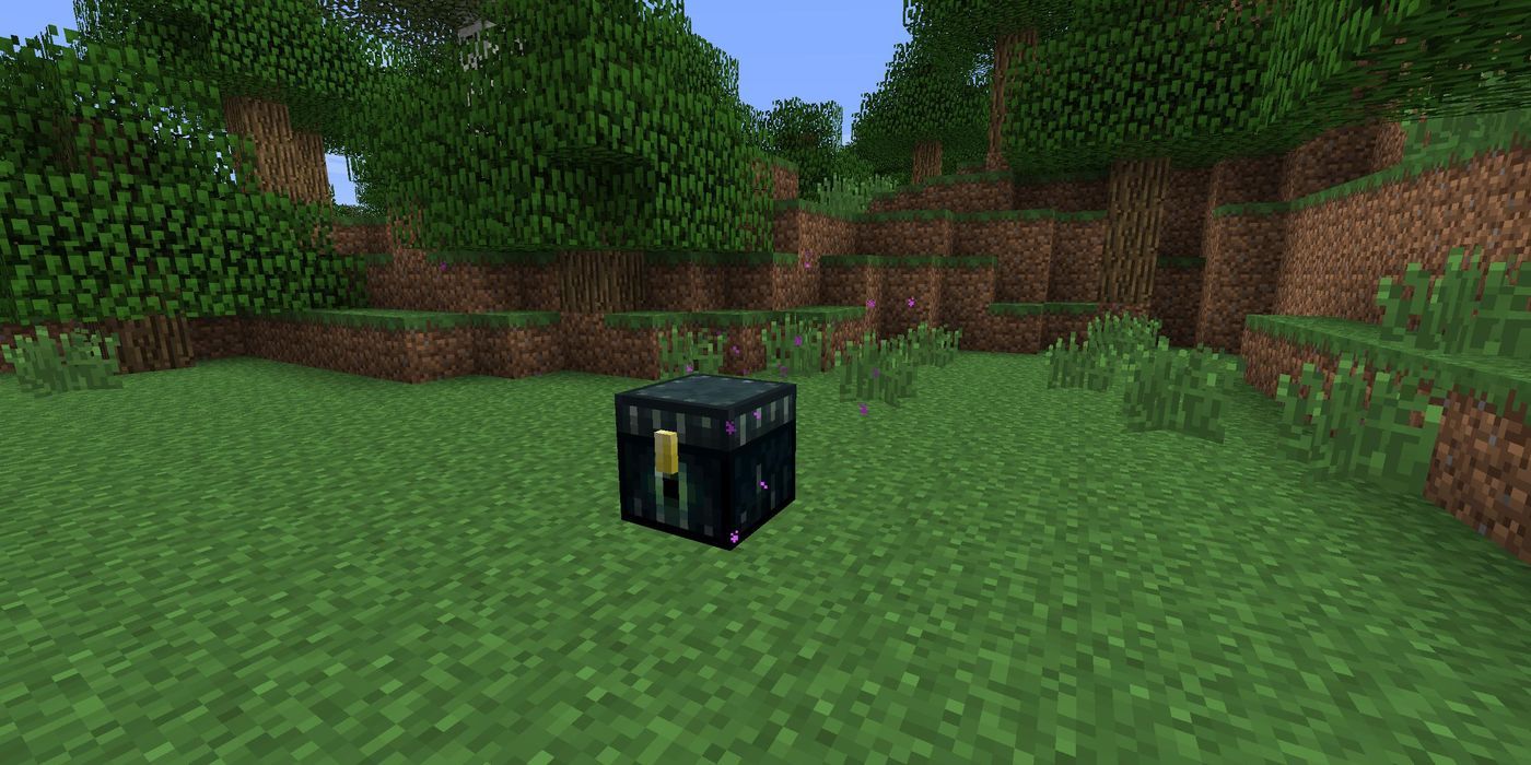 Minecraft: An image of an ender chest in a small field