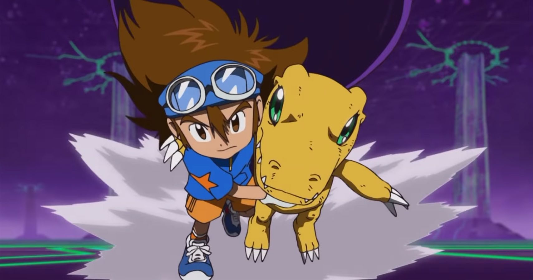 Tai and Agumon from Digimon Adventure.