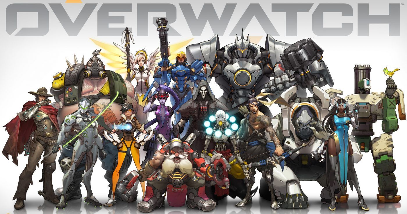 Overwatch cover image with cast of characters