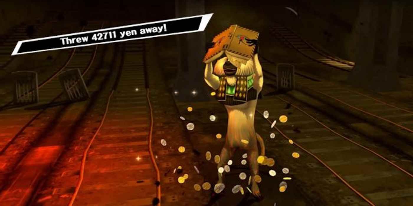 Shadow throwing money after being confused in Persona 5