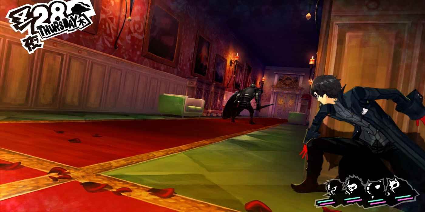 Persona 5 Joker Sneaking In a Palace ready to ambush