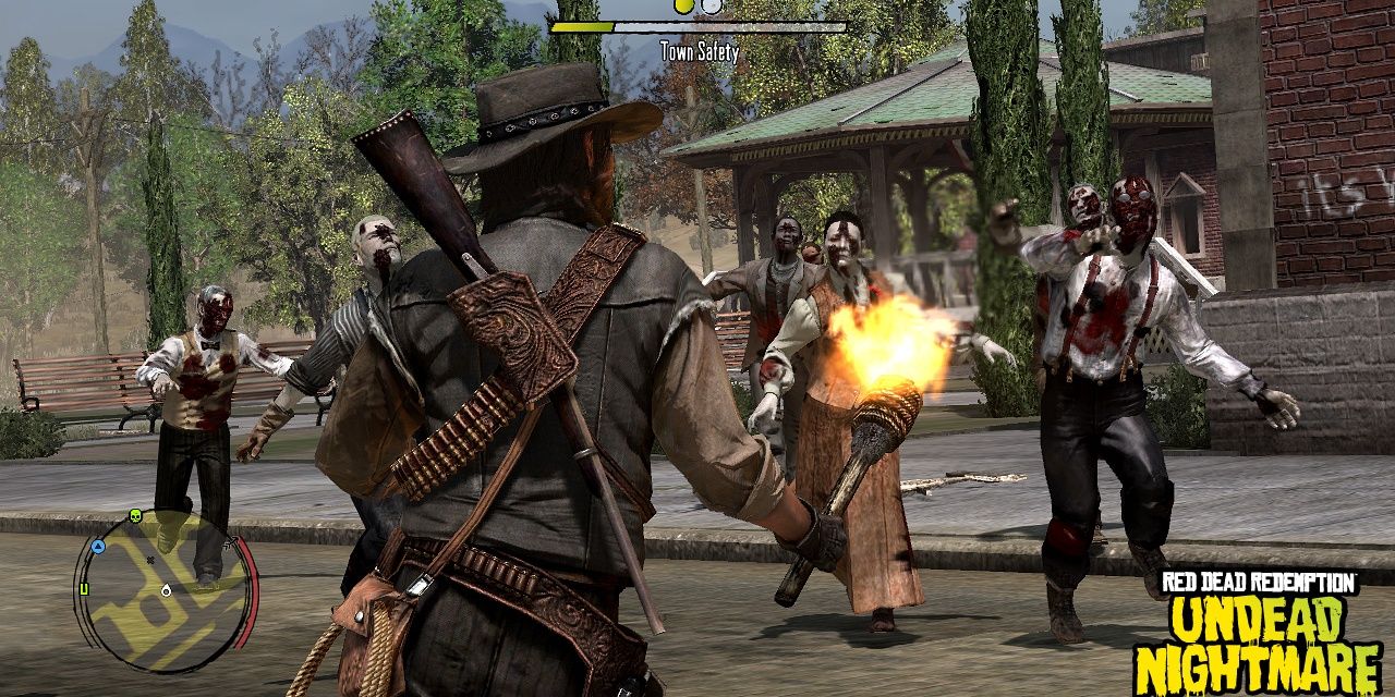 John Marston takes on a horde of zombies in Red Dead Redemption Undead Nightmare.