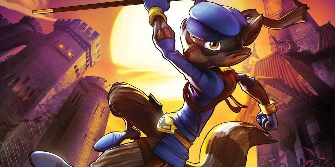 Sly Cooper Thieves In Time - Sly Cooper Jumping In The Air During A Sunset