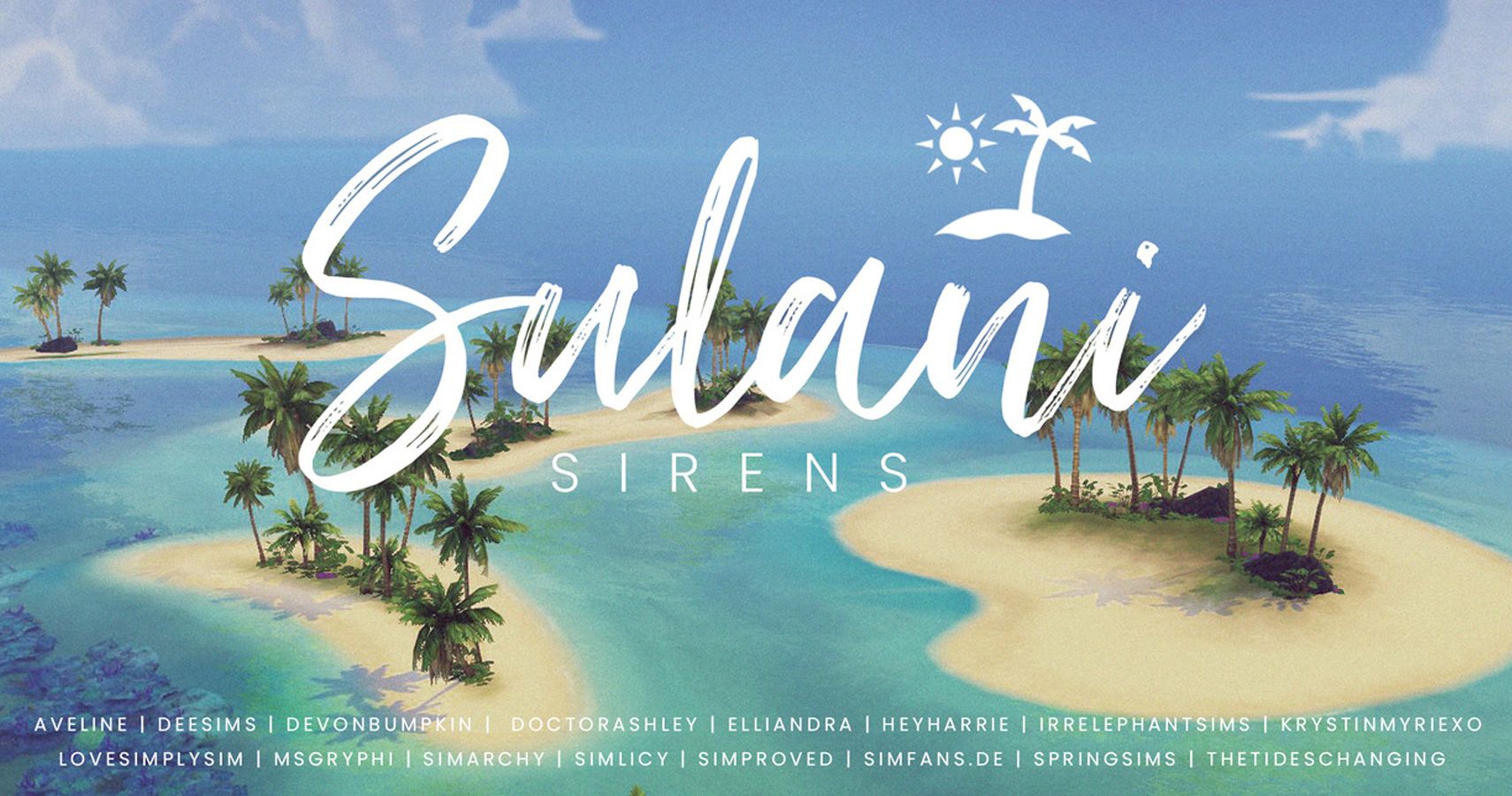 Names of simmers and Sulani Sirens over an image of Sulani beach