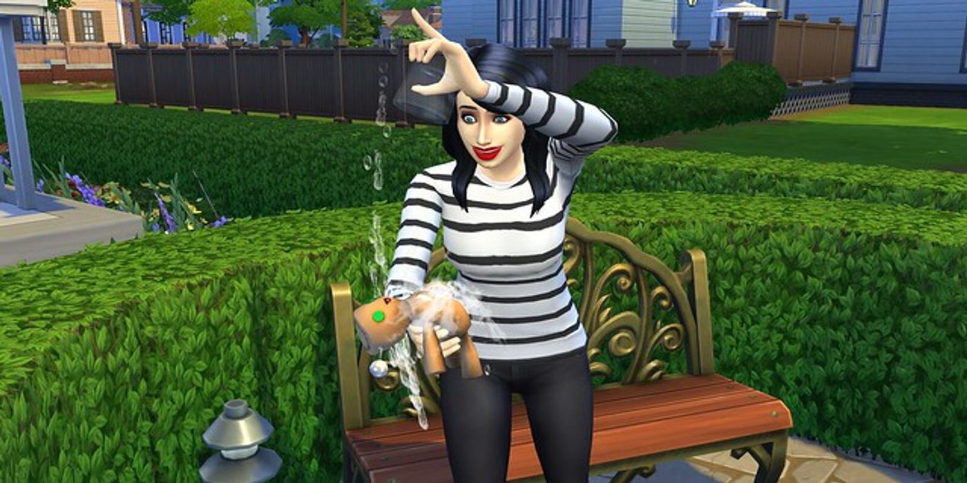 A sim plays with a voodoo doll