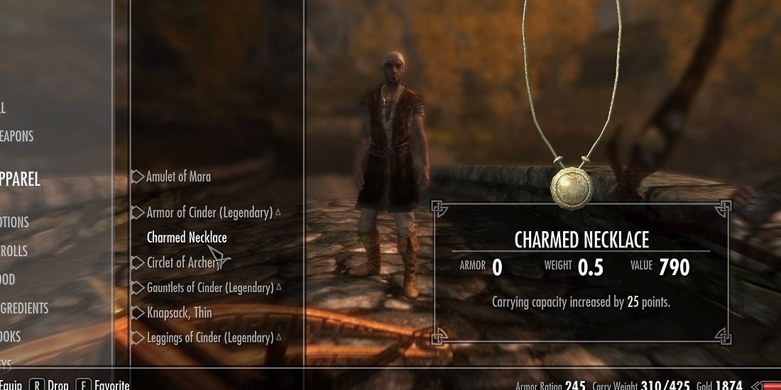 Charmed Necklace Inside Inventory In Skyrim