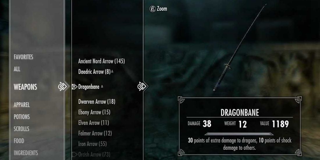 skyrim dragonbane weapon in inventory