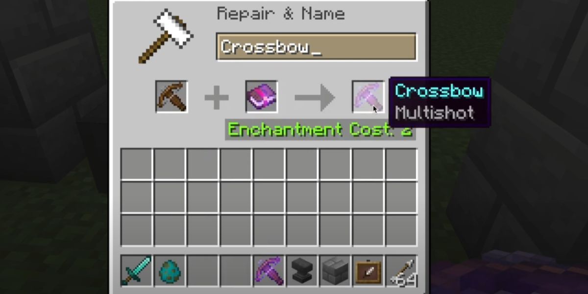 multishot enchantment on crossbow in minecraft