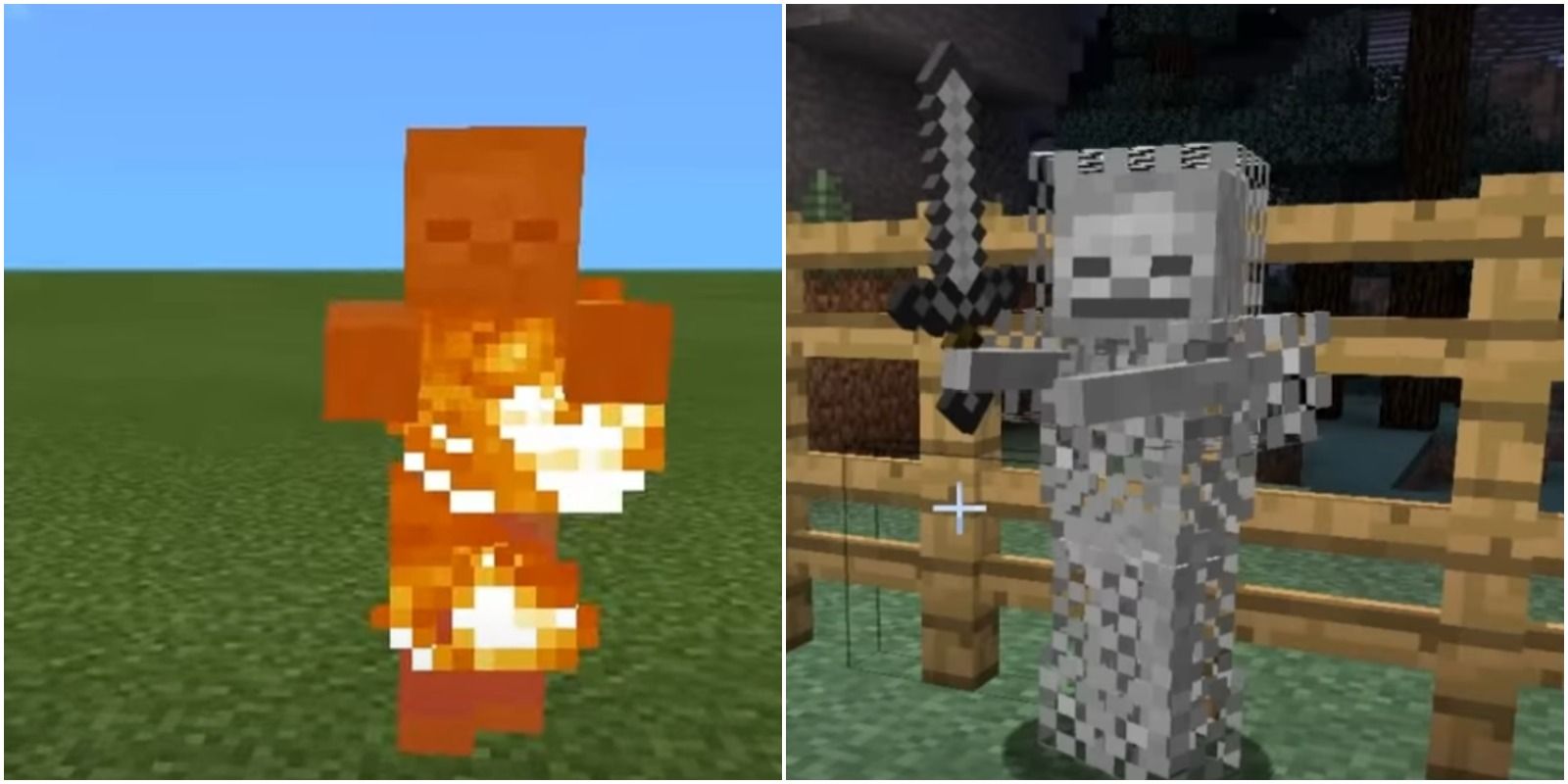 minecraft enchantment and mobs split image