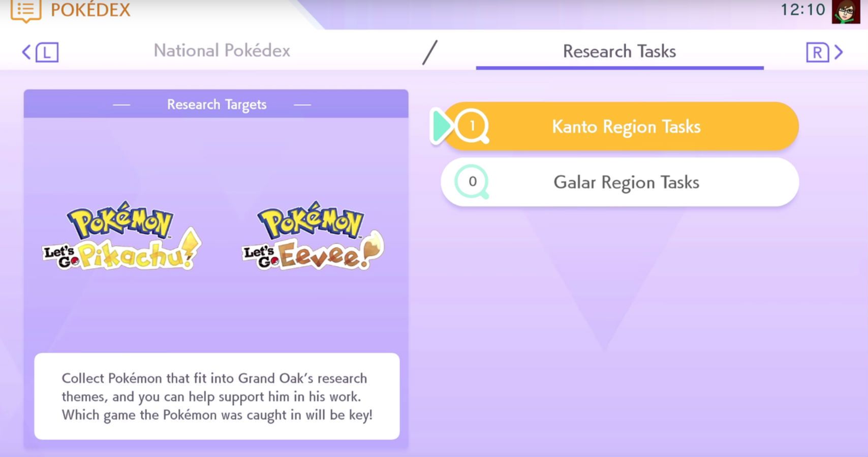 research tasks pokemon home