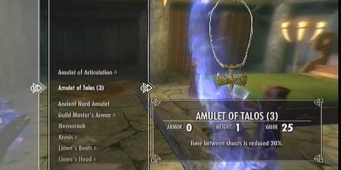 Skyrim The Amulet Of Talos Inside Inventory