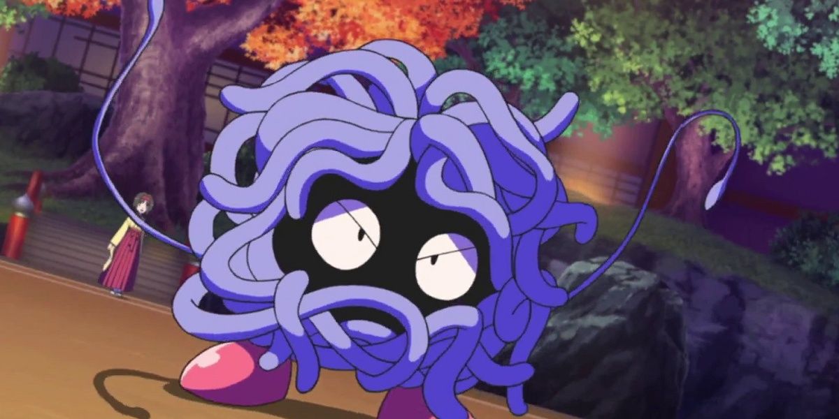 Tangela from the Pokemon Anime waving vines in battle