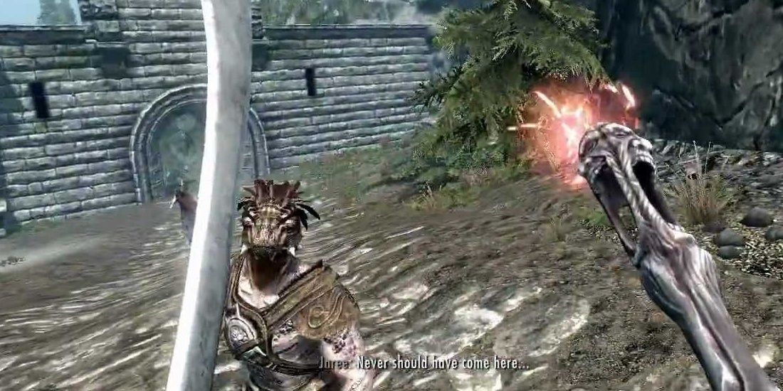 player using the wabbajack staff in skyrim