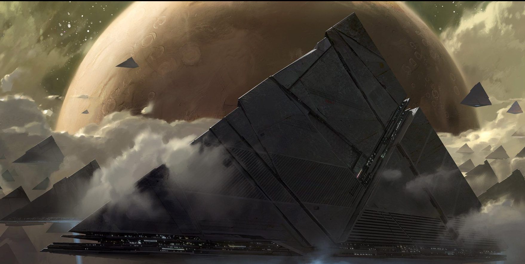 Concept art of Pyramid ships from Destiny 2