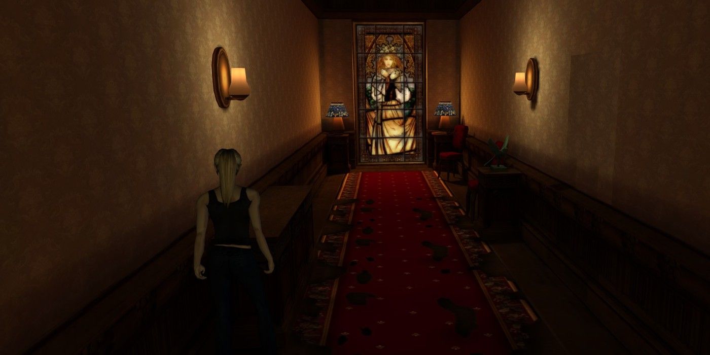 Eternal Darkness Alexandria walking through mansion hallway