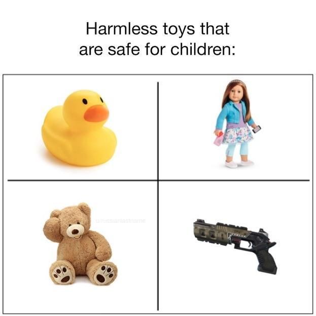 A collection of hamless toys that are safe for children that includes the Mozambique.