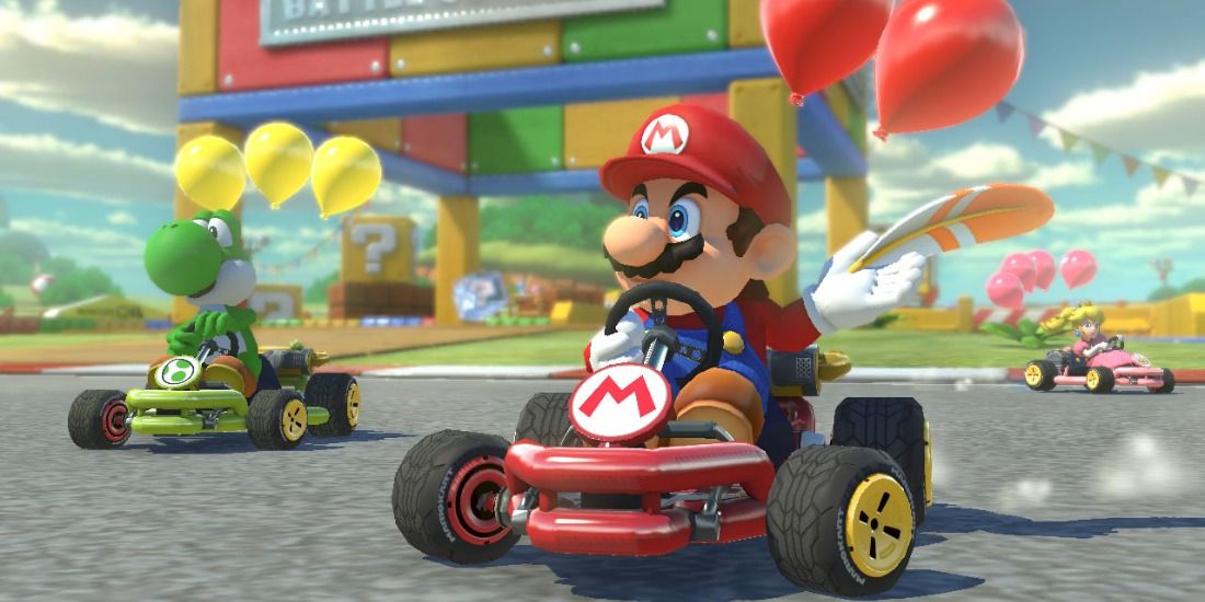 A screenshot showing gameplay in Mario Kart 8 Deluxe