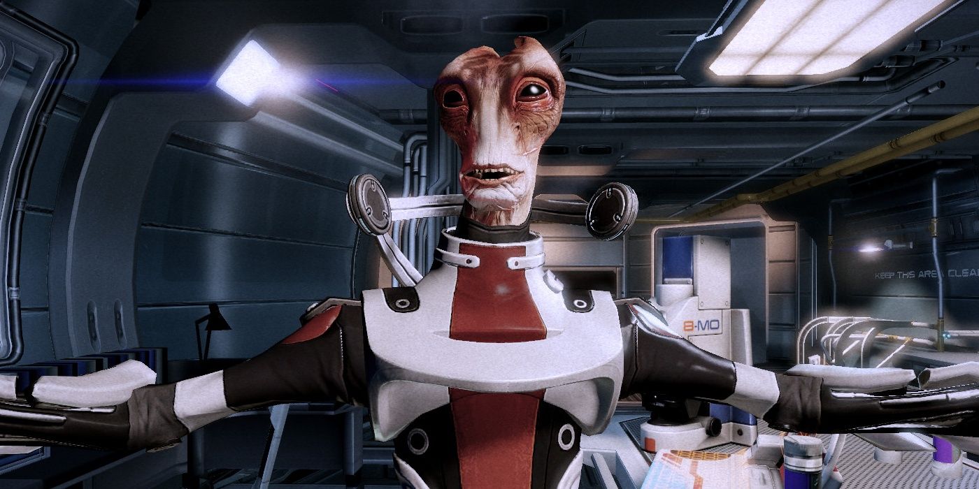 Mordin Solus (Salarian Male) singing in his lab on the Normandy during Mass Effect 2