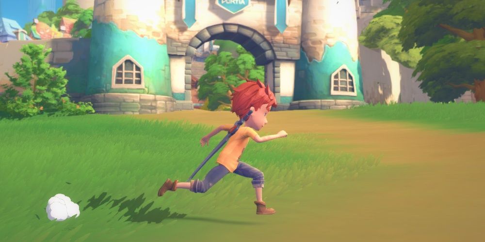 Red-haired character running in My Time at Portia