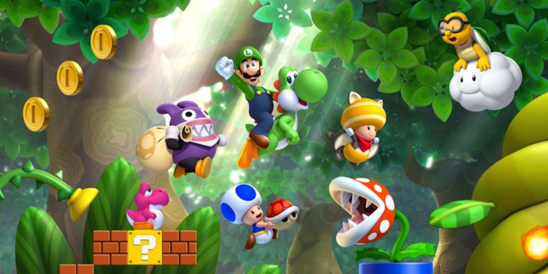 New Super Luigi Bros U Wii U DLC Box Art Luigi Smiling At Camera Toads Lakitu Yoshi