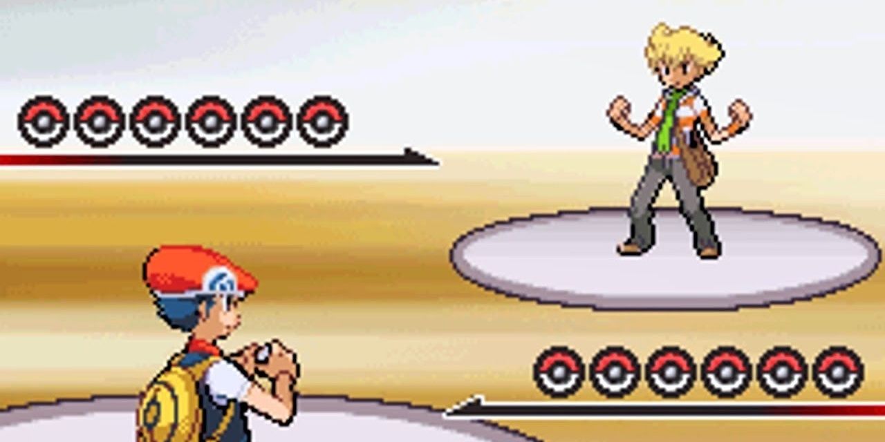 Pokemon Diamond Pearl Battle Scene Trainer and Rival Standing